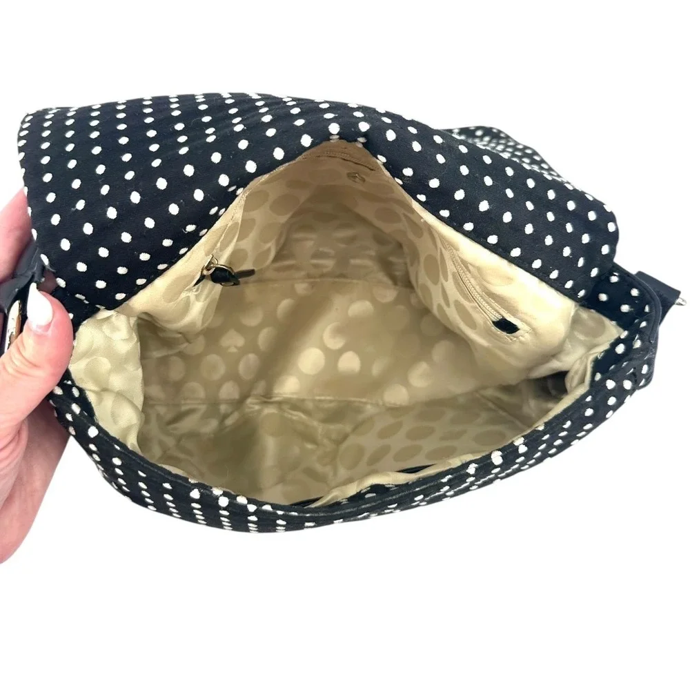 Kate Spade Cobble Hill Little Minka Shoulder Bag Black Leather White Polka Dot